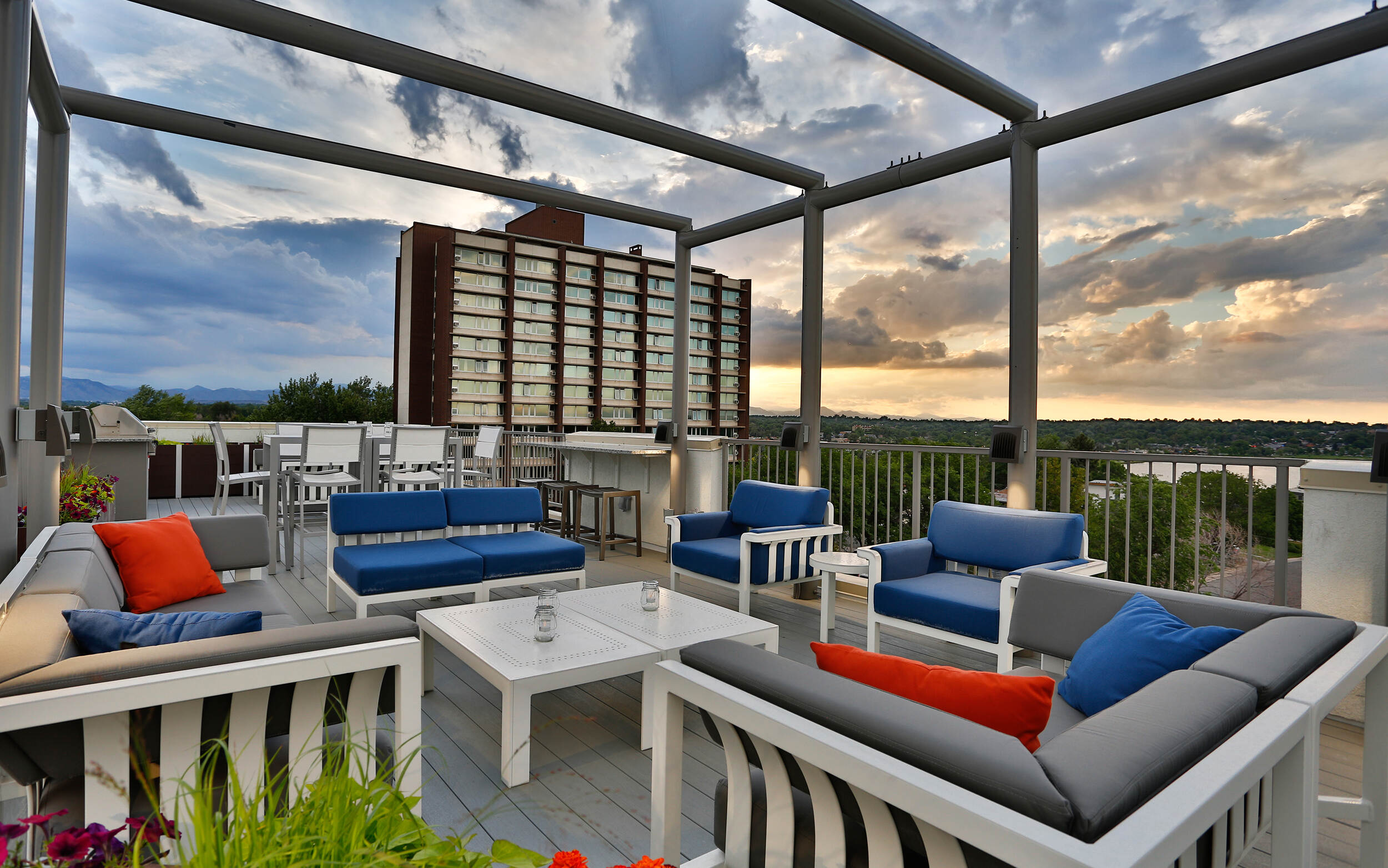 Rooftop lounge with views of Sloan's Lake at X at Sloan's